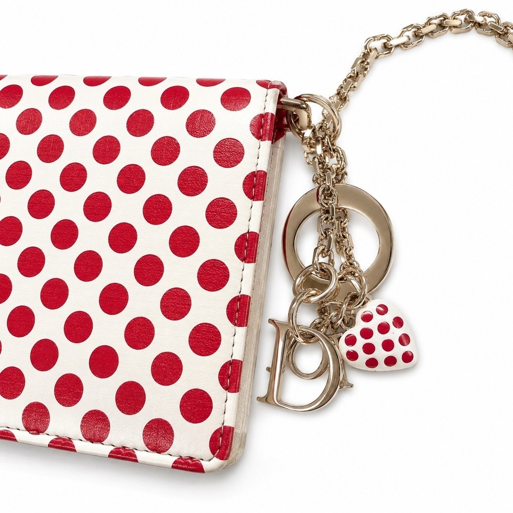 Christian Dior Dioramour Polka Dot Wallet On Chain Crossbody Bag Leather Rare - Picture 5 of 14